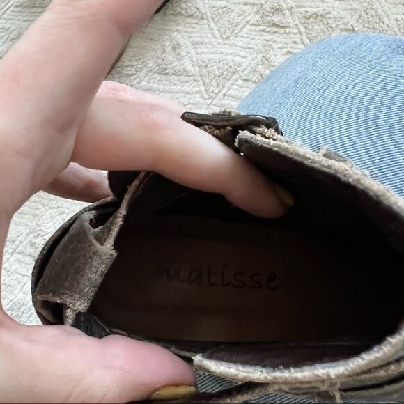 Matisse Colin Distressed Taupe Leather Buckle Ankle Booties - Picture 9 of 10
